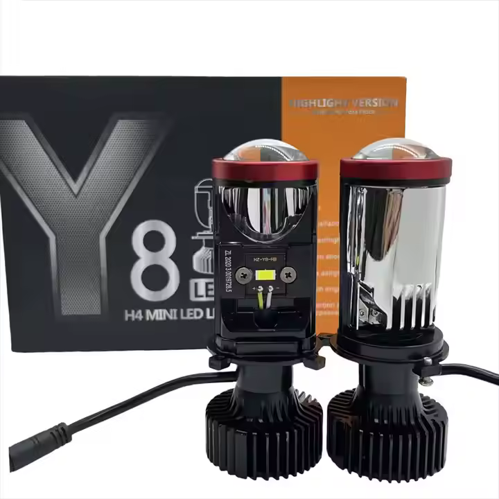 Y8 Mini Projectors Lens H4  Headlights High Low Beam LED Headlight Bulbs